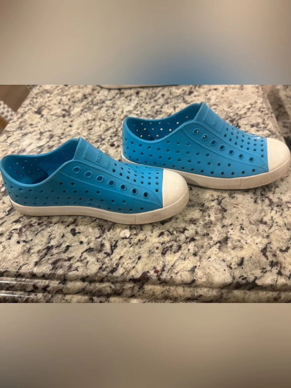 Native Kids Slip-On Water Shoes in Bright Blue with White Toe